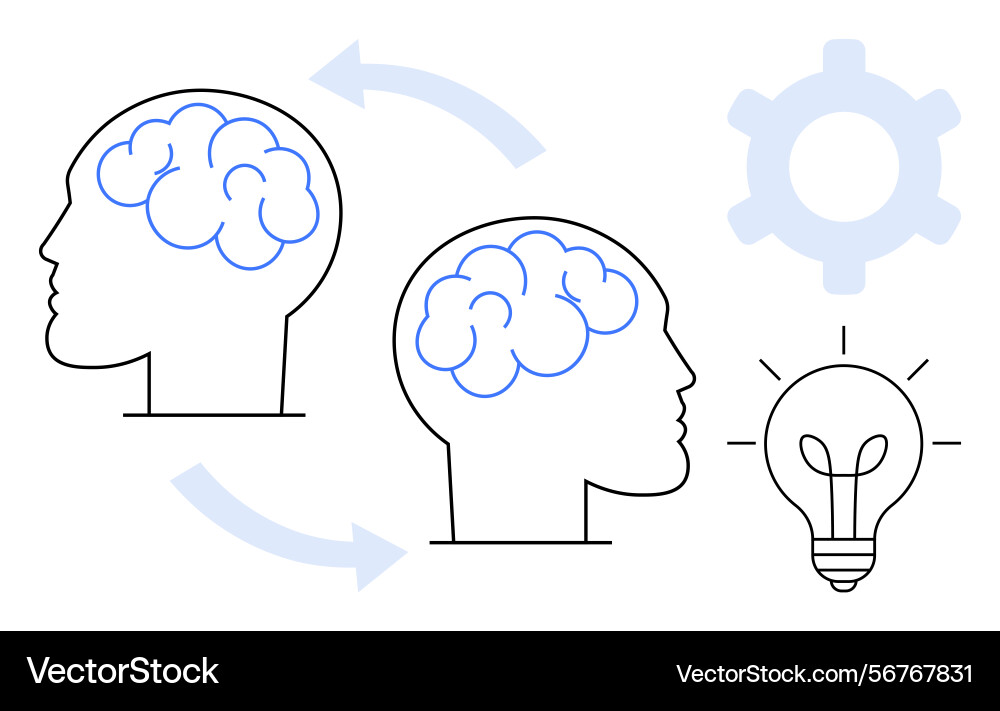 Brainstorming process with idea exchange between Vector Image