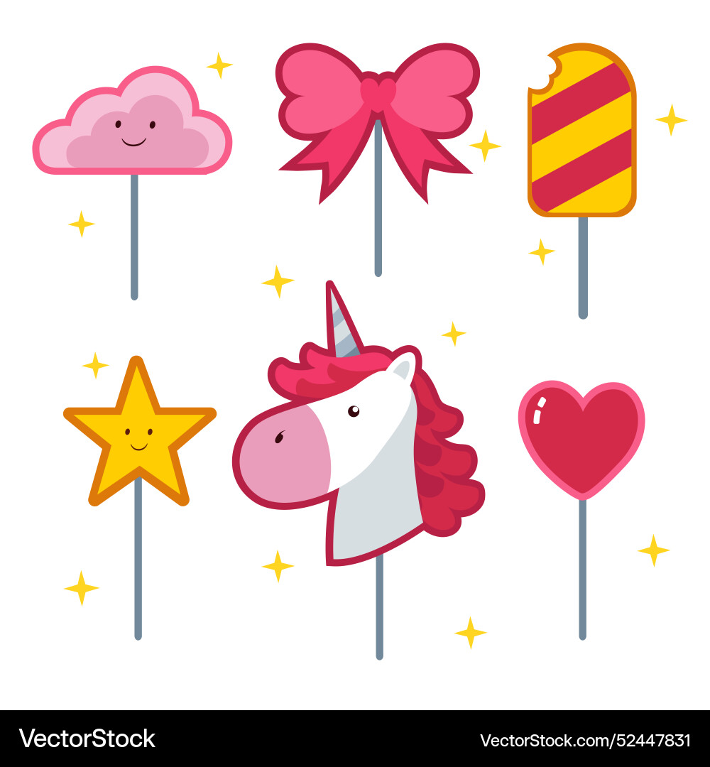 Flat Cake Topper Collection Royalty Free Vector Image Flat Cake Topper Collection Royalty Free Vector Image