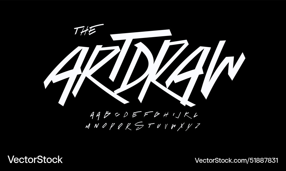 Graffiti alphabet dynamic sharp lines letters Graffiti alphabet dynamic sharp lines letters vector image
