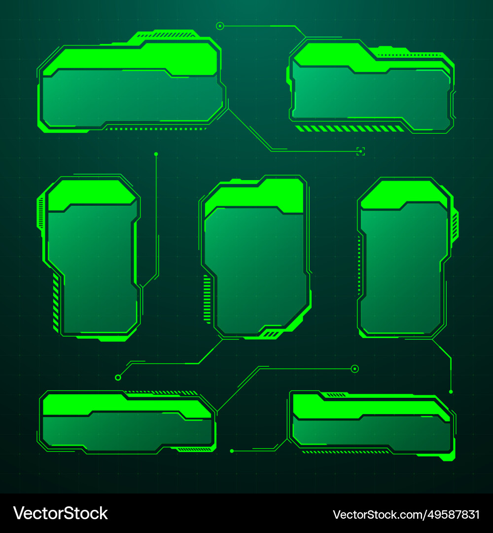 Green futuristic hud ui elements sci-fi user Green futuristic hud ui elements sci-fi user vector image