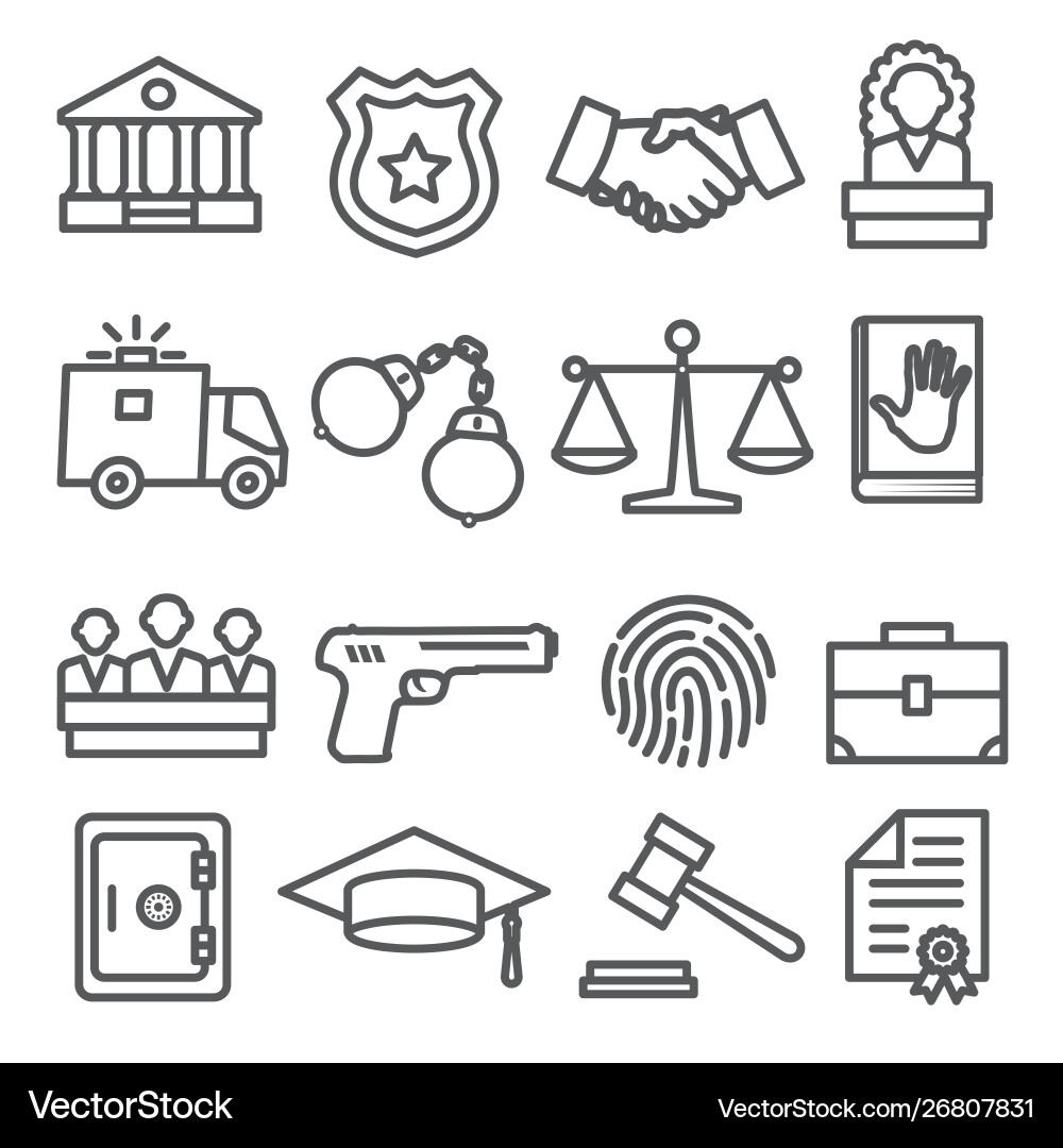 Legal Icon Set - Justice & Law Vector Image