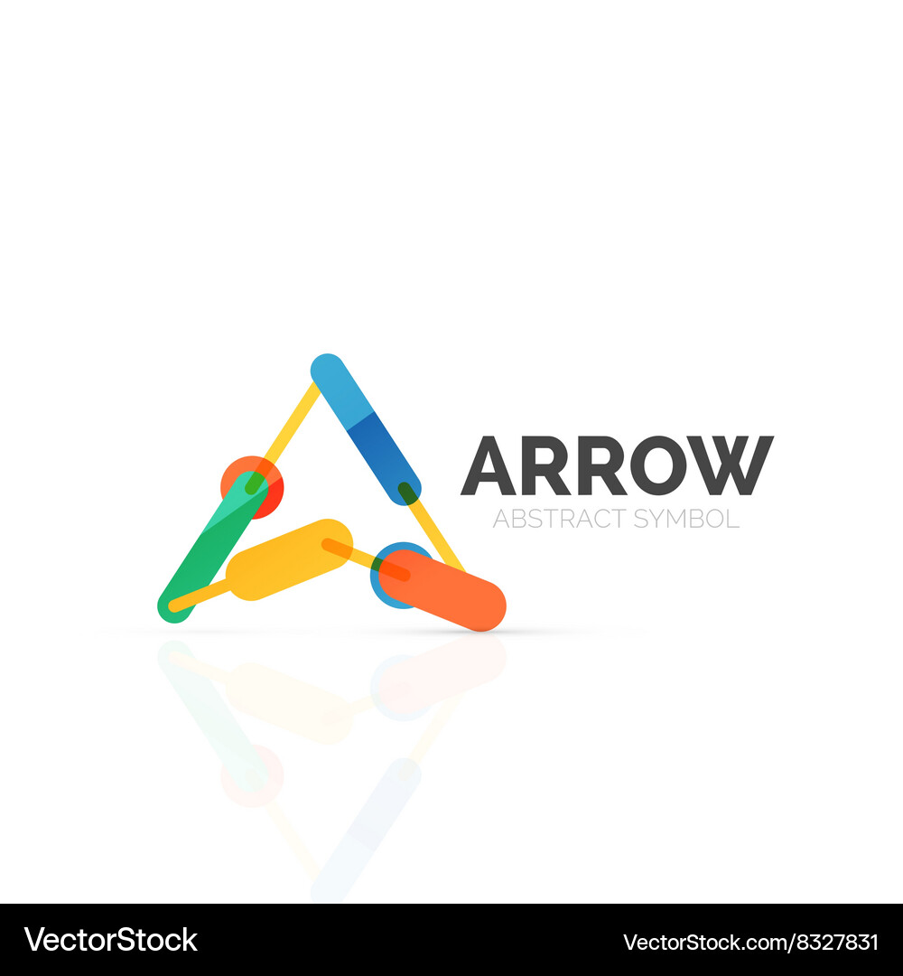 Linear arrow abstract logo connected multicolored Vector Image