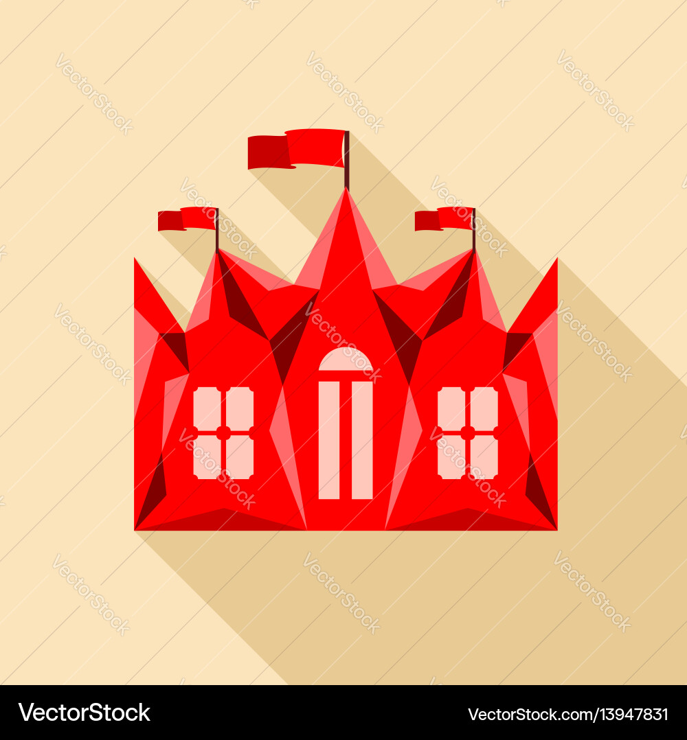 Red ancient castle palace icon flat style Red ancient castle palace icon flat style vector image