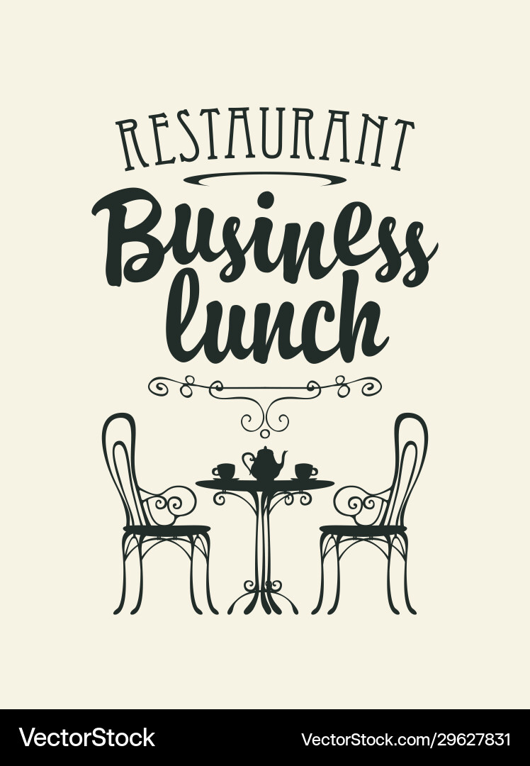 Template business lunch menu with a table for two Template business lunch menu with a table for two vector image