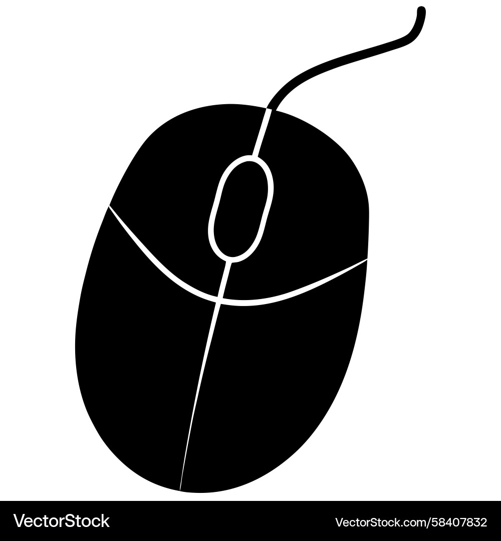 Black Computer Mouse with Wire Vector Image