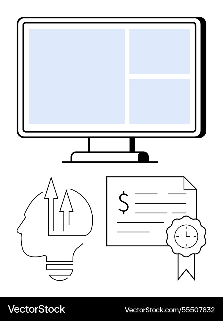Computer screen with ideas certificate Computer screen with ideas certificate Vector Image
