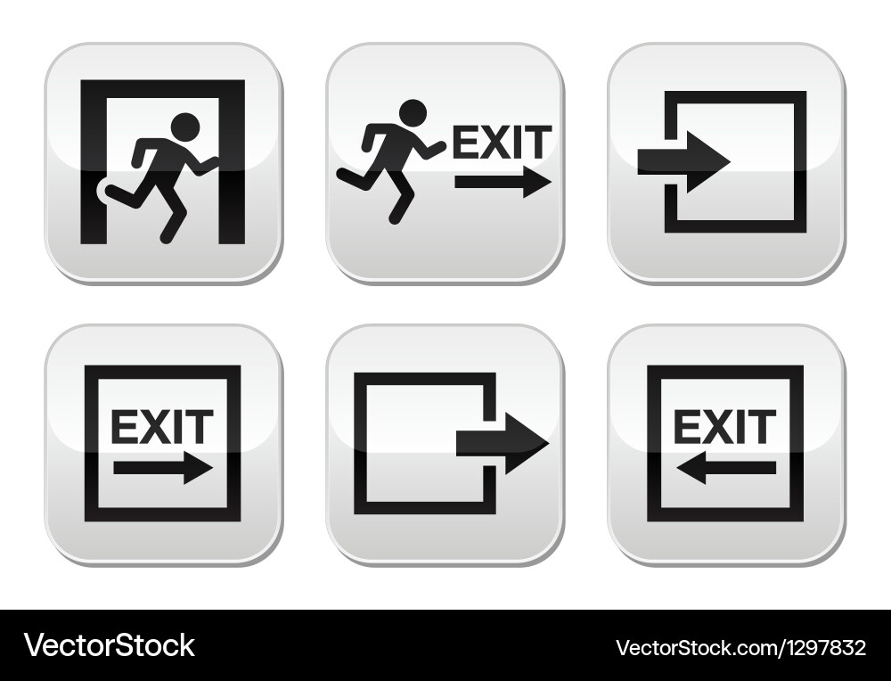 Emergency Exit Buttons Set vector image