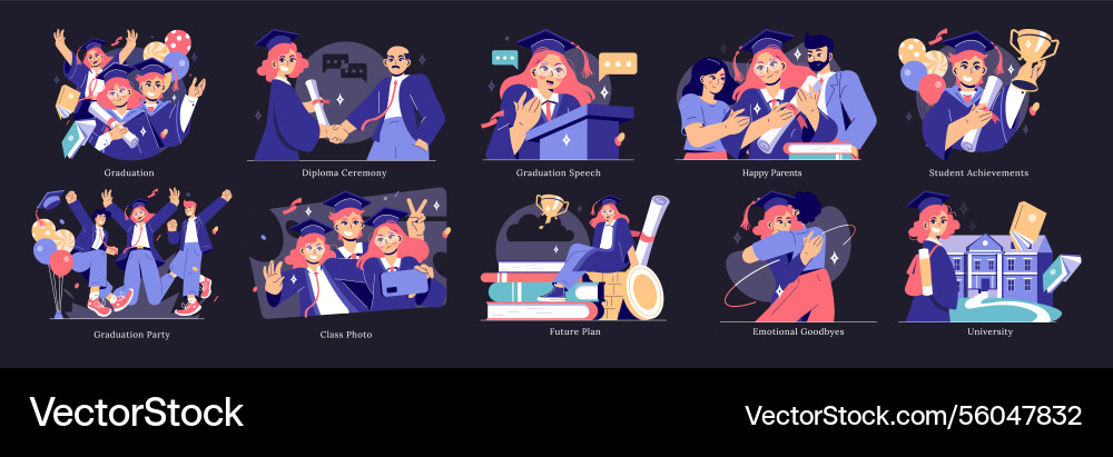 Graduation flat Royalty Free Vector Image - VectorStock