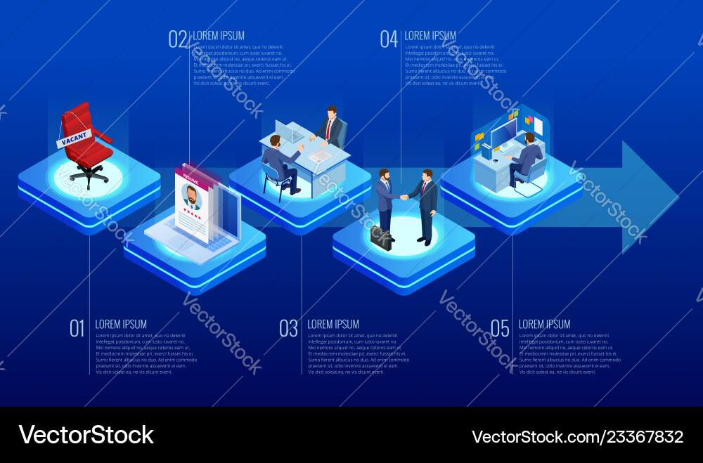 Isometric online job search and human resource Isometric online job search and human resource vector image