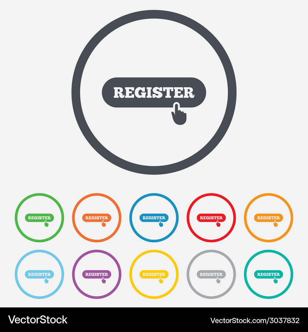 Register with hand pointer icon membership Vector Image