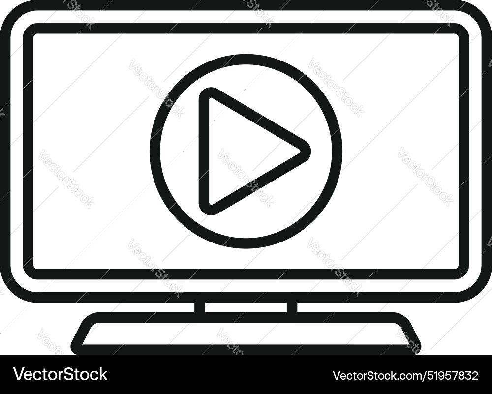 Simple line icon of a video player displaying Simple line icon of a video player displaying vector image