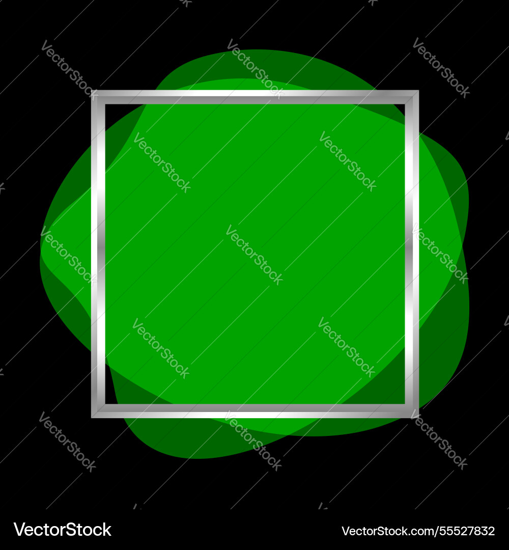 Square frame silver on green blob shapes Vector Image