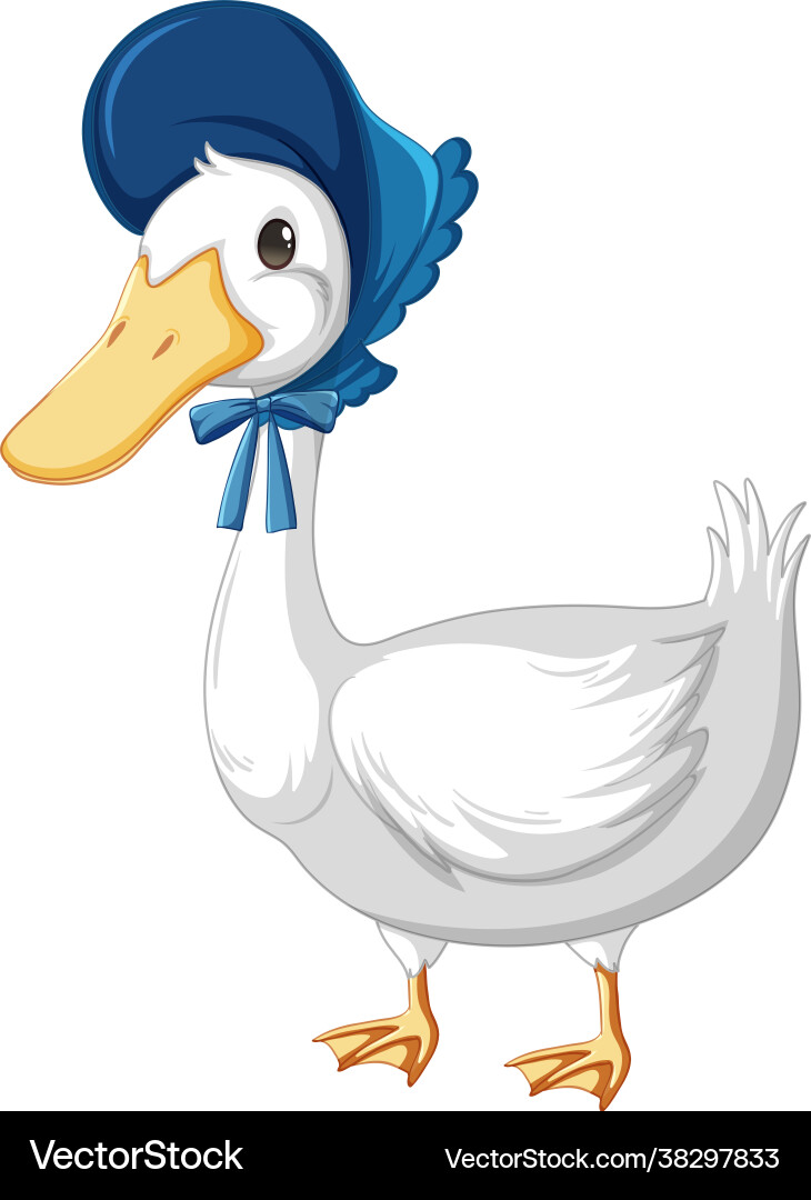 A duck wearing hat in cartoon style isolated A duck wearing hat in cartoon style isolated vector image