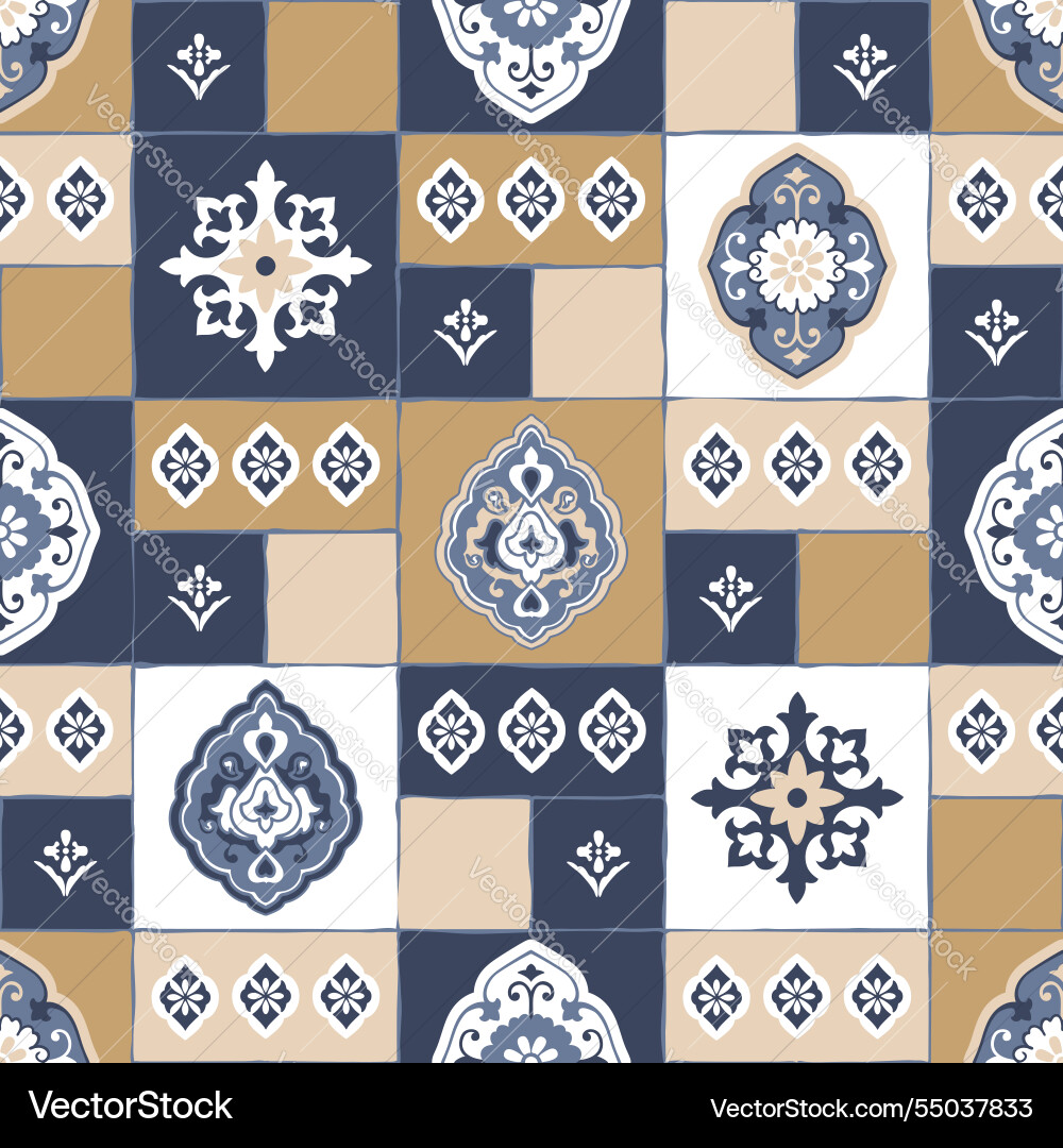 Background with flowers in patchwork style pattern Background with flowers in patchwork style pattern vector image