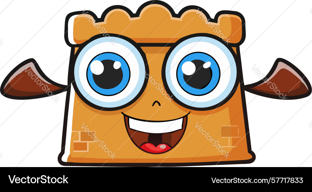Castle block character with binoculars playful Vector Image
