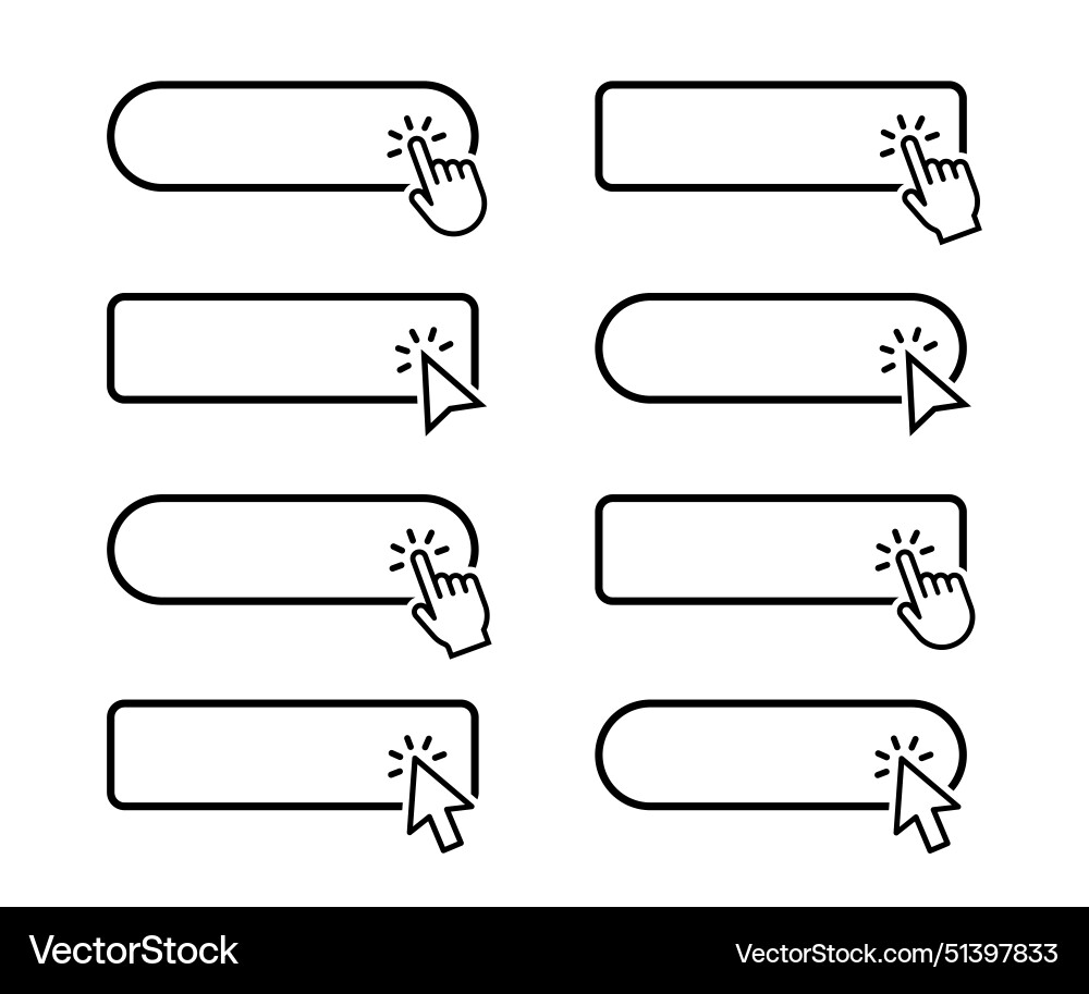Click here button with hand or mouse cursor vector image
