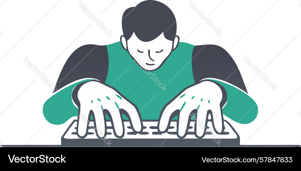 Developer coding on laptop person typing vector image