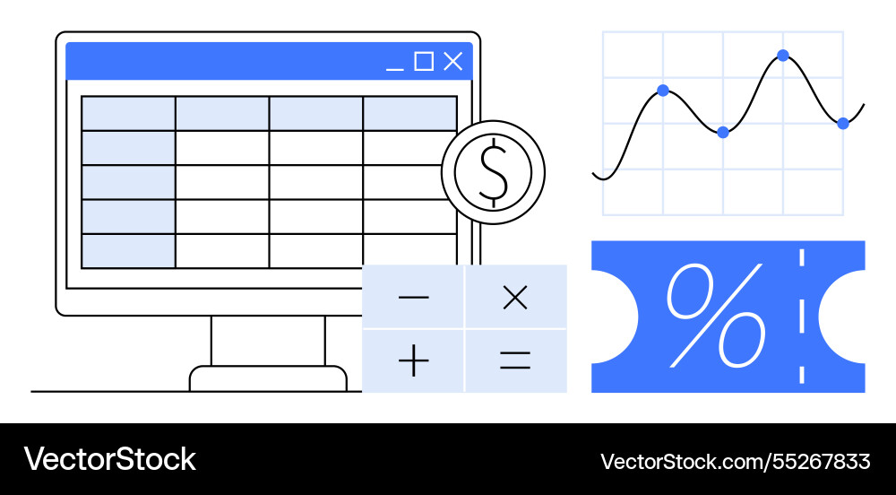 Financial data analysis with spreadsheet graph Financial data analysis with spreadsheet graph vector image