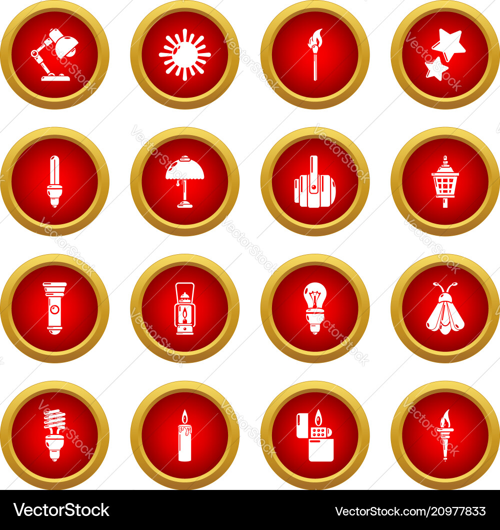 Light source icons set simple style Light source icons set simple style Vector Image
