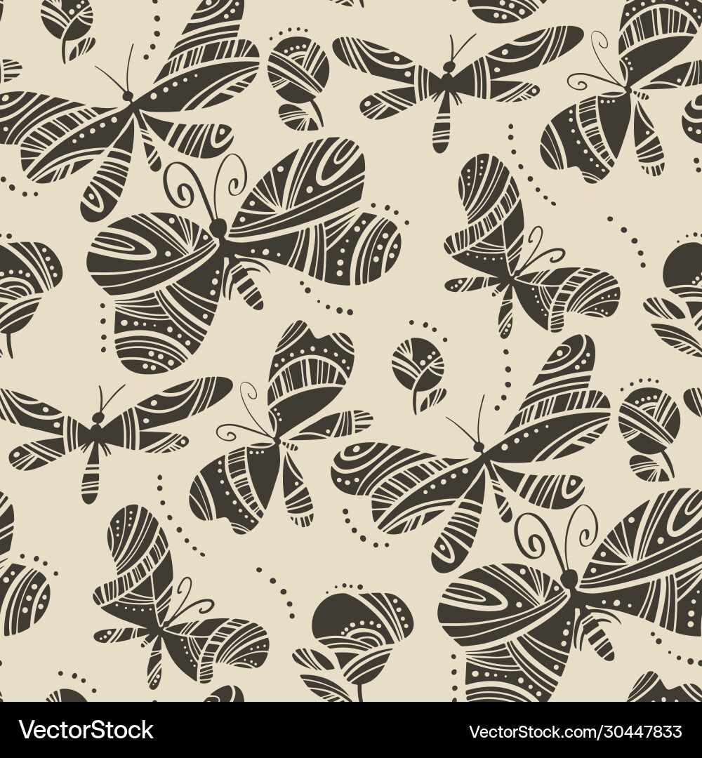 Linocut Stil Libelle und Schmetterling Muster Linocut Stil Libelle und Schmetterling Muster vektorbild