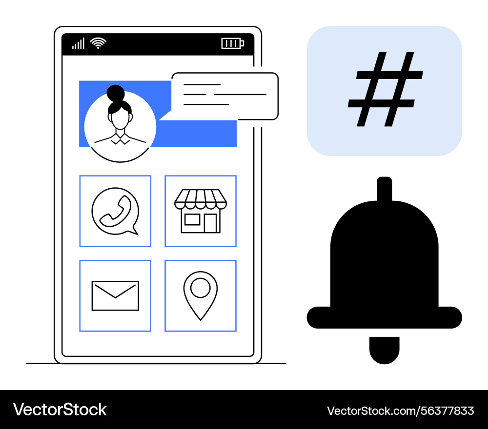Mobile app interface with communication Mobile app interface with communication vector image