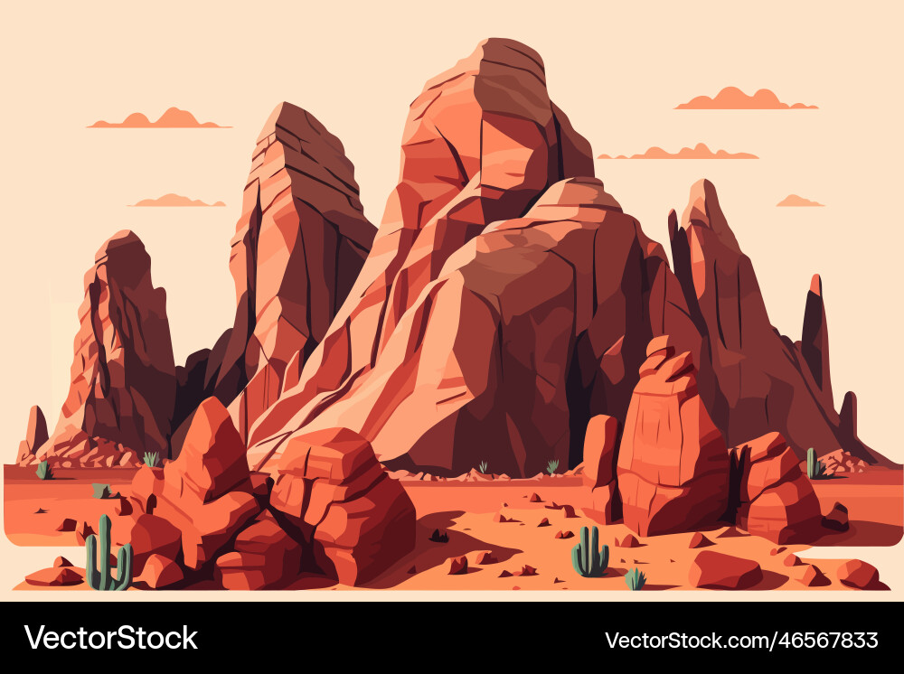 Red Rock Desert Landscape Royalty Free Vector Image