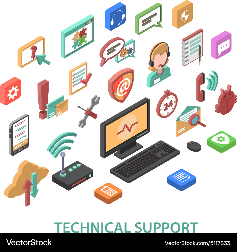 Technical Support Icons Vector Image