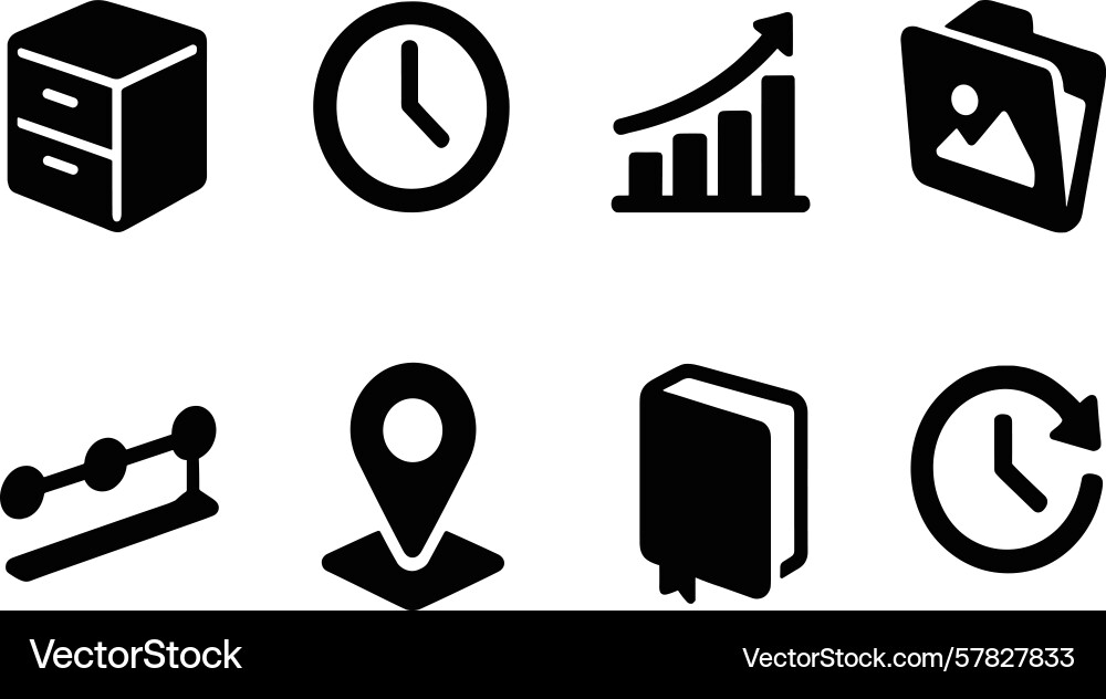Web icons featuring various symbols for data vector image