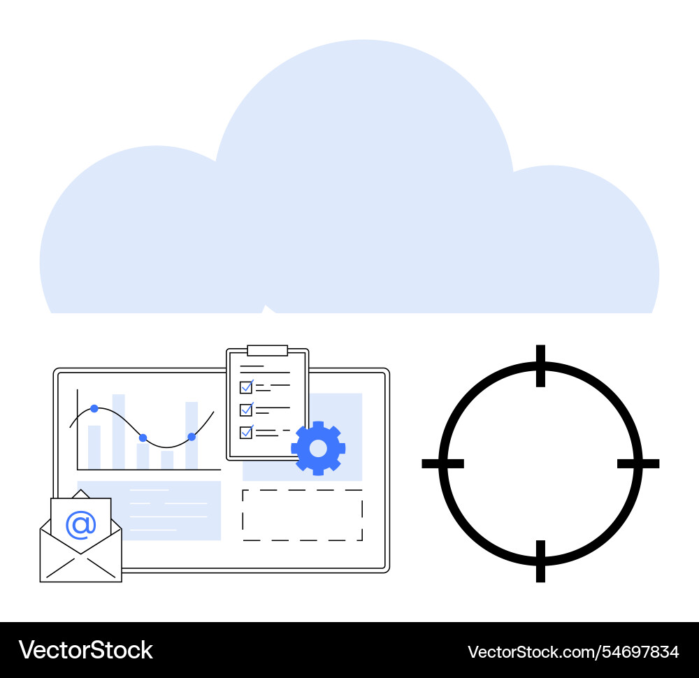 Cloud computing integration with data analysis Cloud computing integration with data analysis vector image