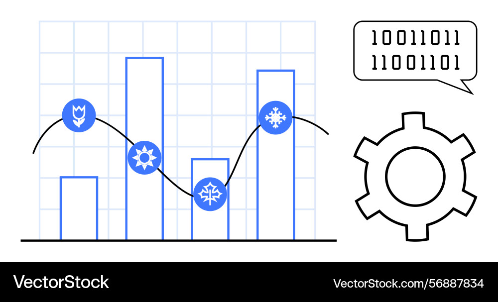 Data analytics with graph chart symbols Data analytics with graph chart symbols vector image