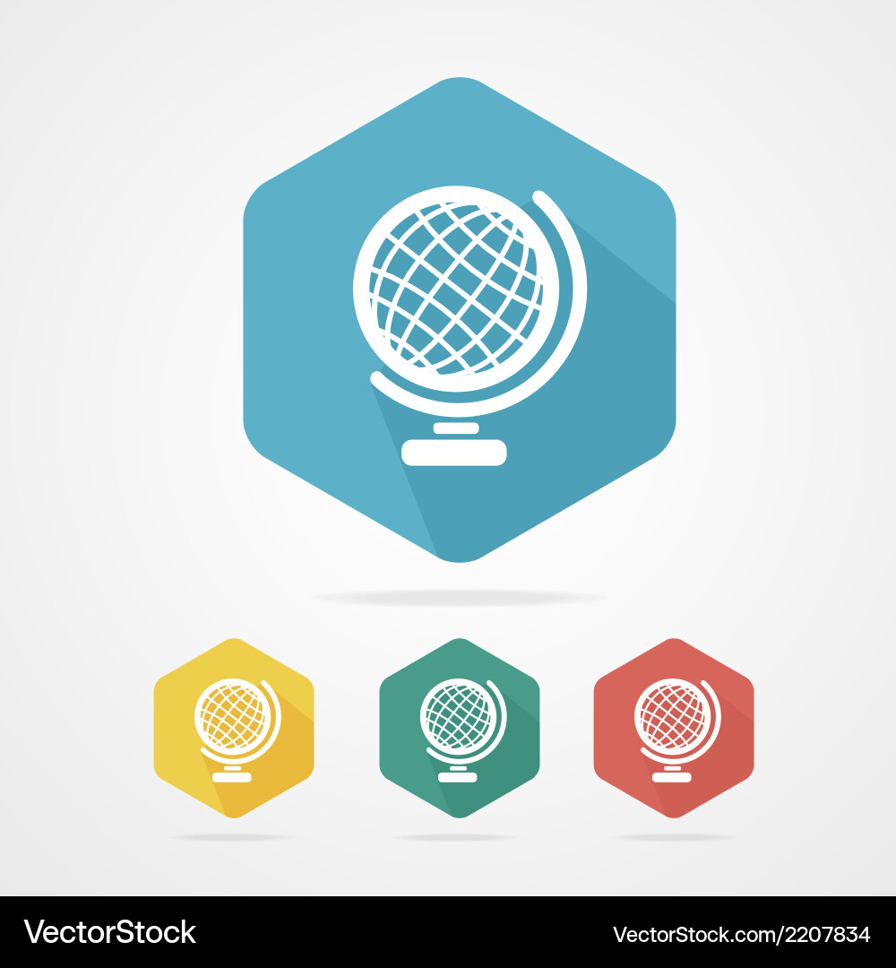 Flat Globe Icon - World Map Royalty Free Vector Image