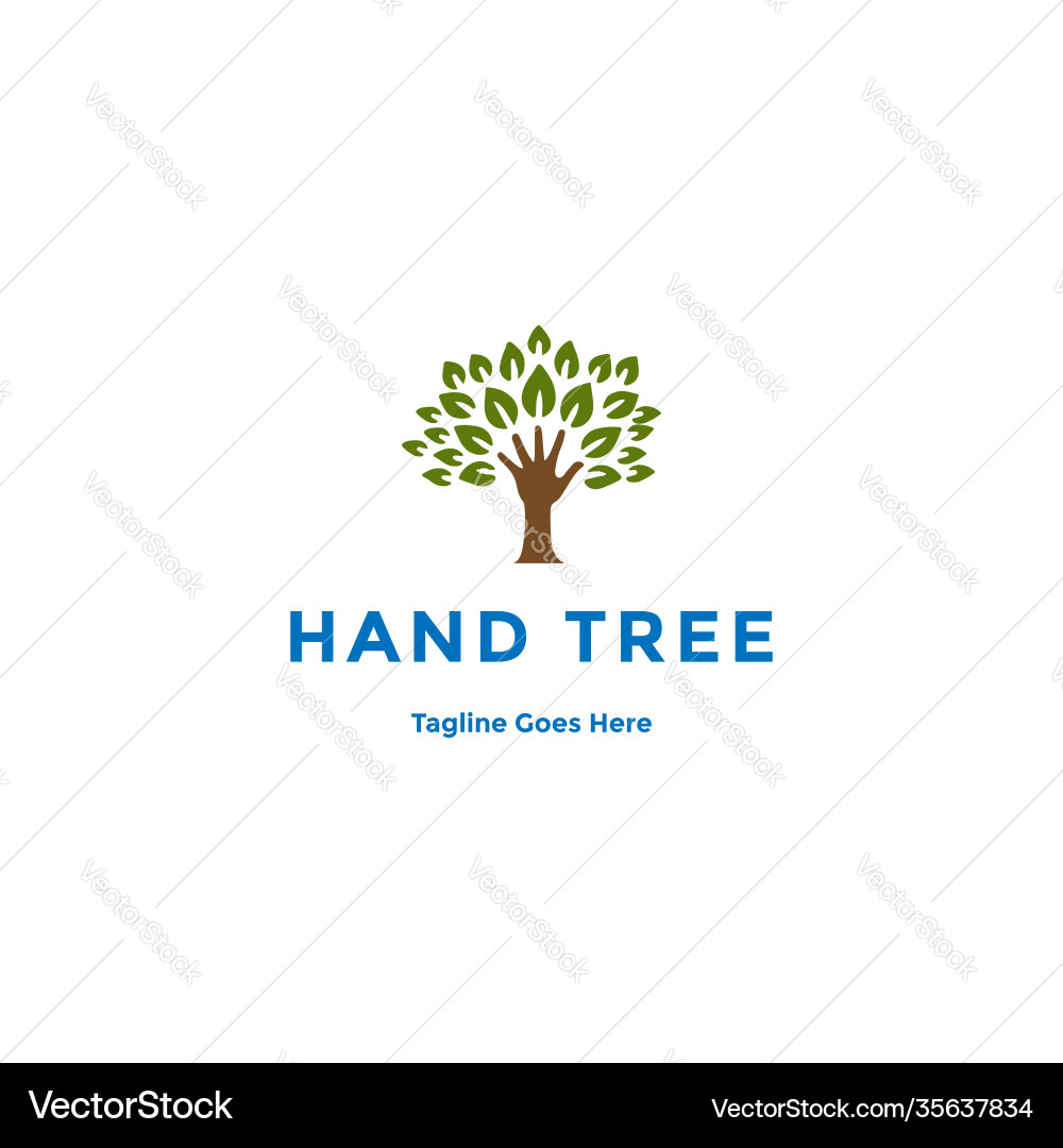 Hand Tree Logo - Charity & Education Vector Image
