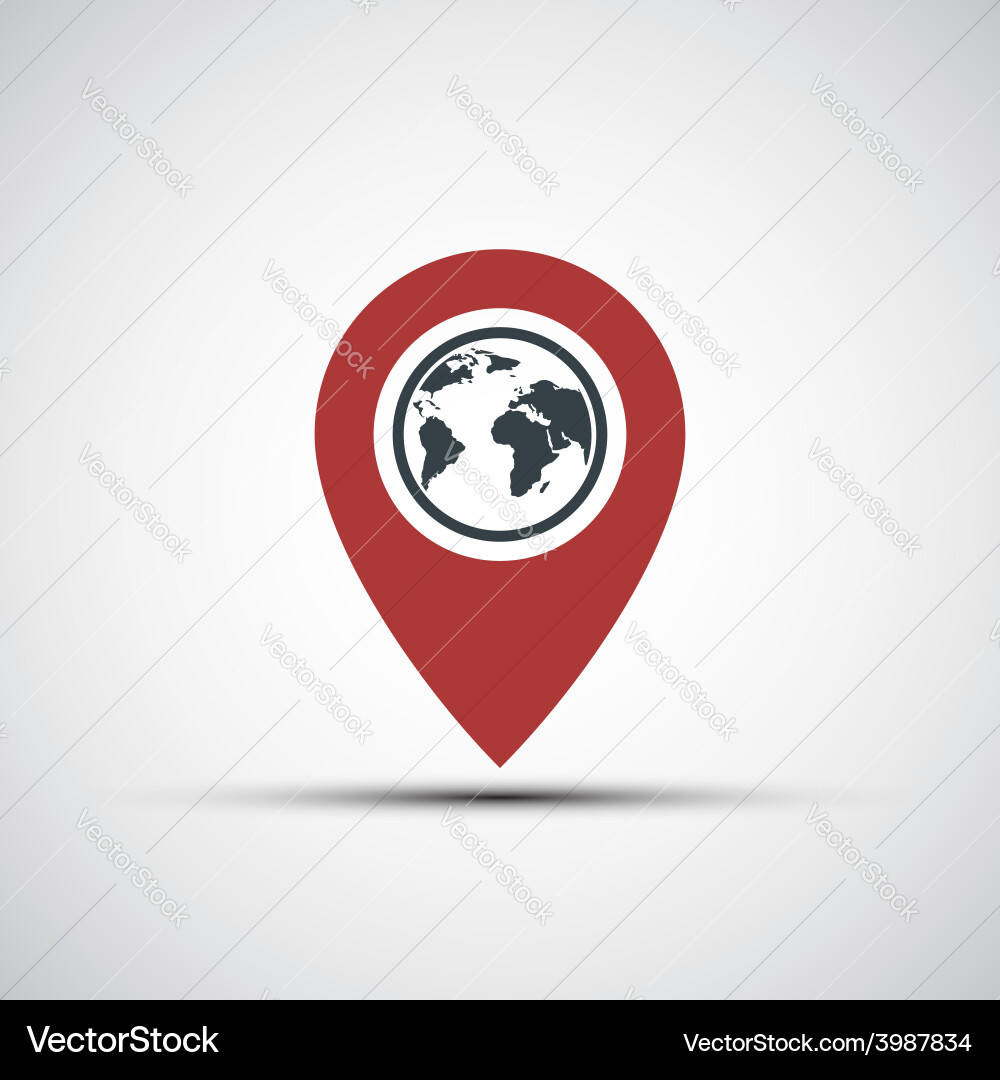Icon pointer with the planet earth vector image