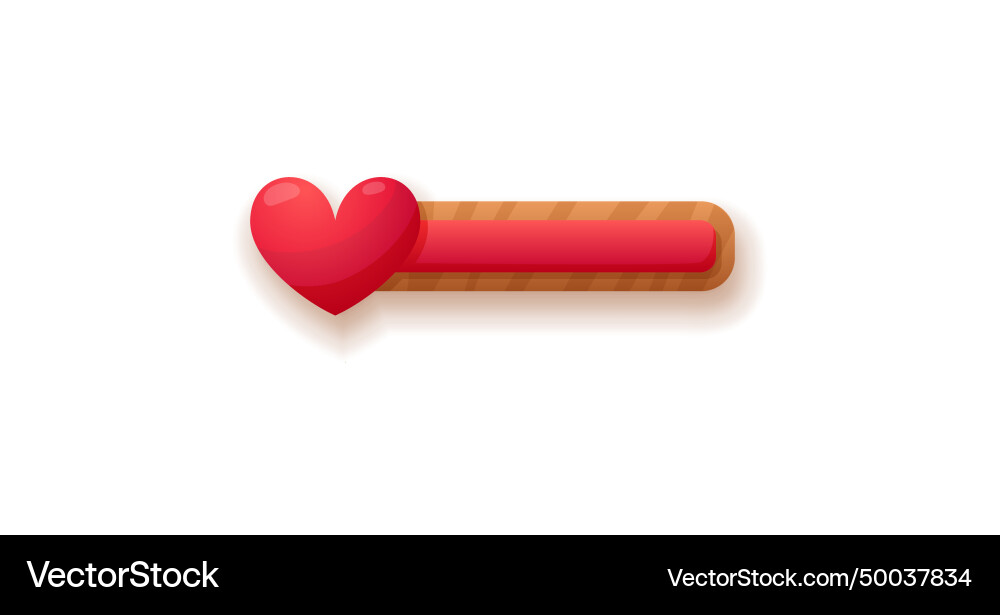 Loading bar with a heart-shaped slider realistic vector image