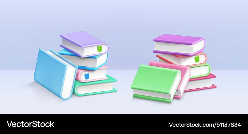 Paper books in stack realistic 3d Royalty Free Vector Image