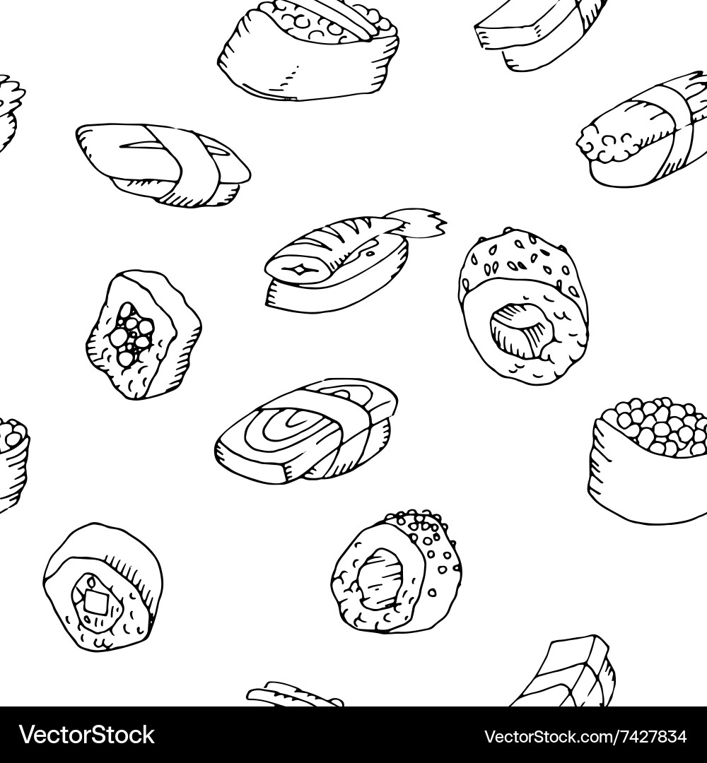 Seamless pattern sushi set Royalty Free Vector Image