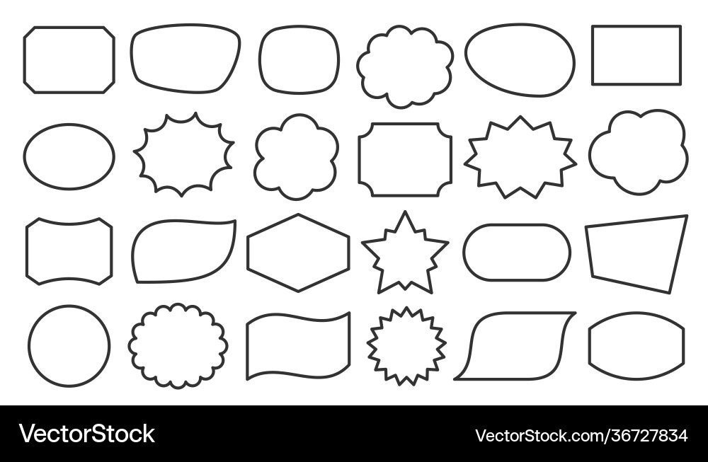 Speech bubble shape text frame box black line set Speech bubble shape text frame box black line set vector image