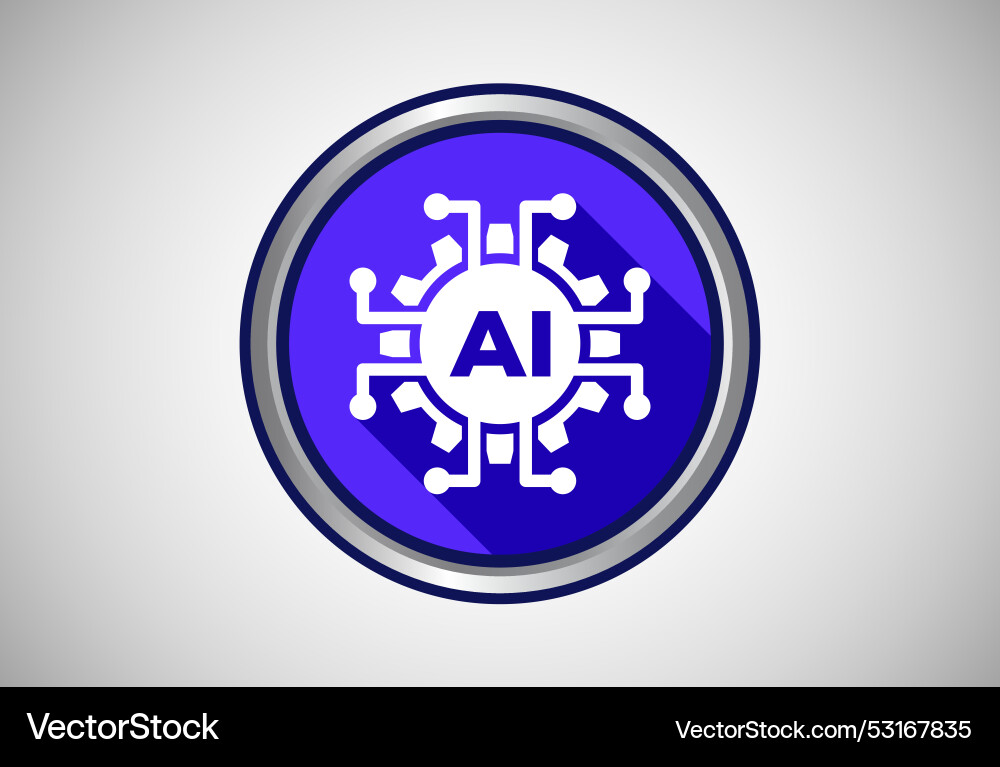 Artificial intelligence icon button for mobile Artificial intelligence icon button for mobile Vector Image