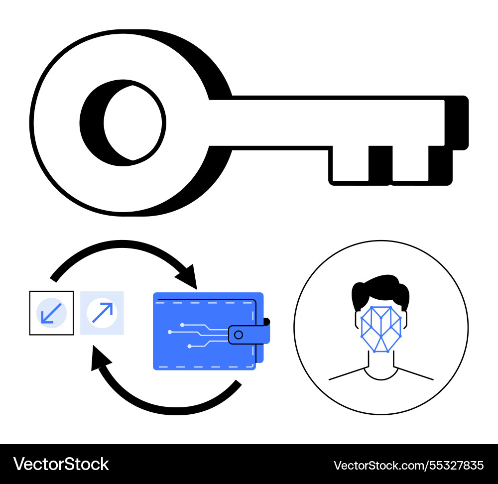 Digital key biometric face authentication Digital key biometric face authentication vector image