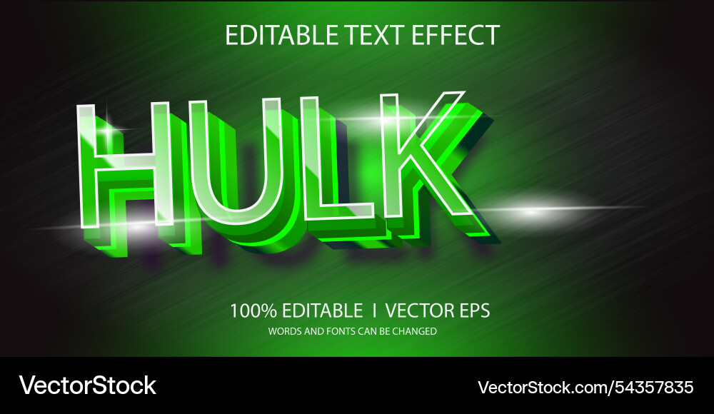 Hulk 3d text effect with modern style design Hulk 3d text effect with modern style design vector image