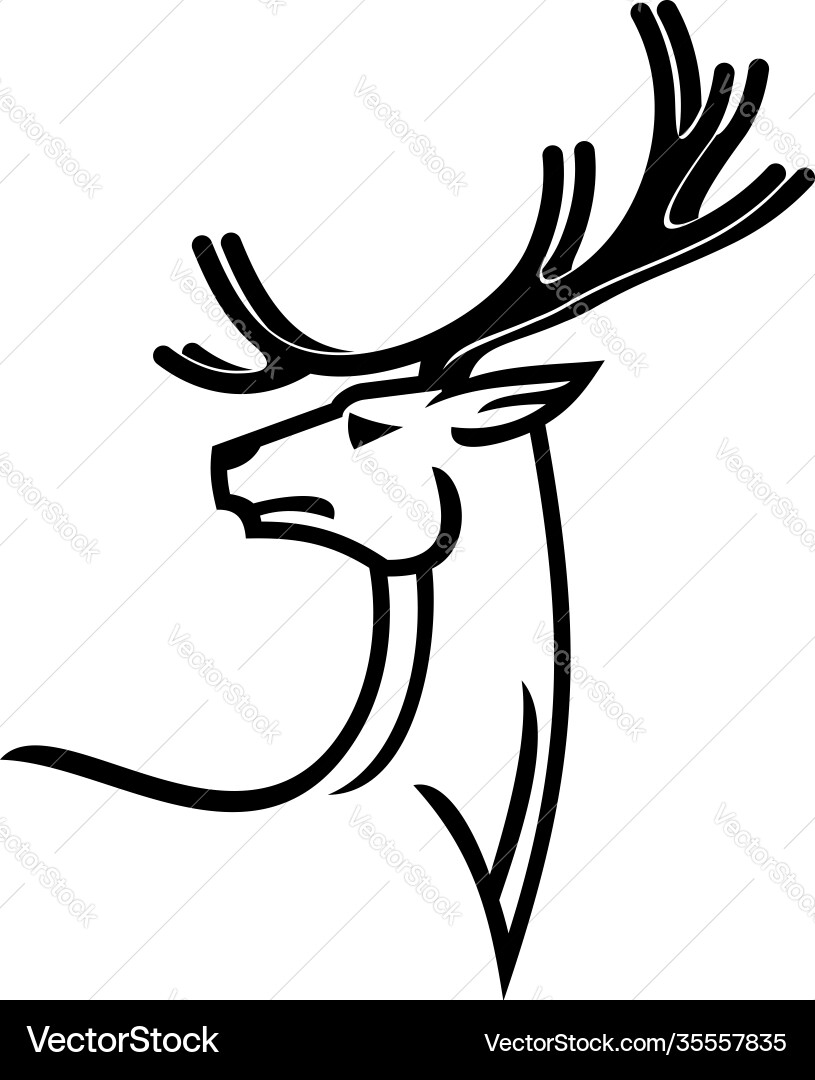 Monochrome deer animal isolated tattoo vector image