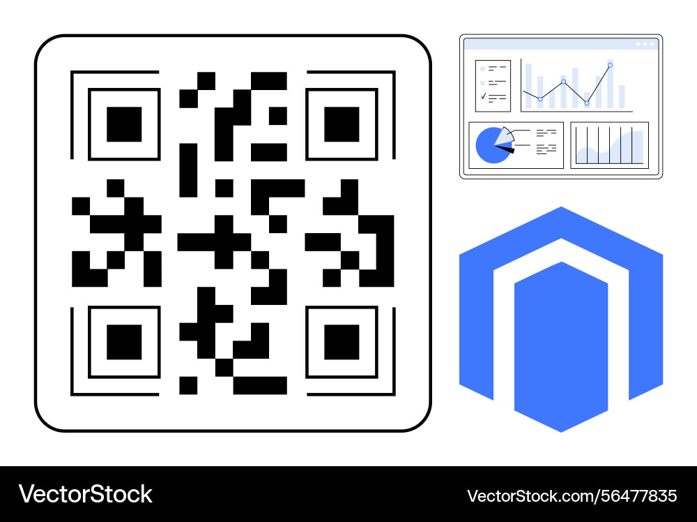 Qr code with data dashboard and abstract Qr code with data dashboard and abstract vector image