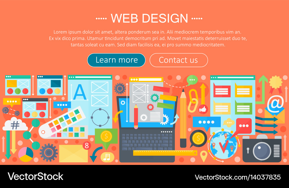 Web design flat concept programming apps Vector Image
