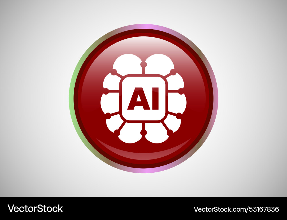 Artificial intelligence icon button for mobile Artificial intelligence icon button for mobile Vector Image