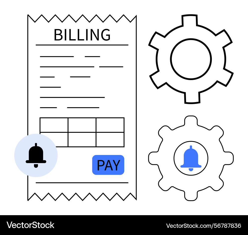 Billing document with payment button notification vector image