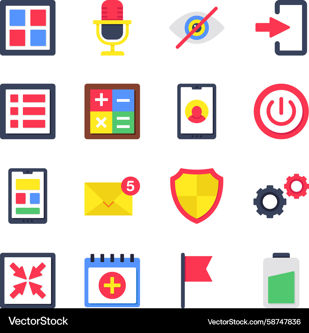 Flat User Interface Icons Set Vector Image