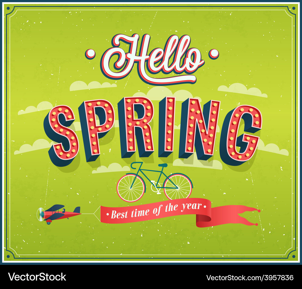 Hello spring typographic design Vector Image