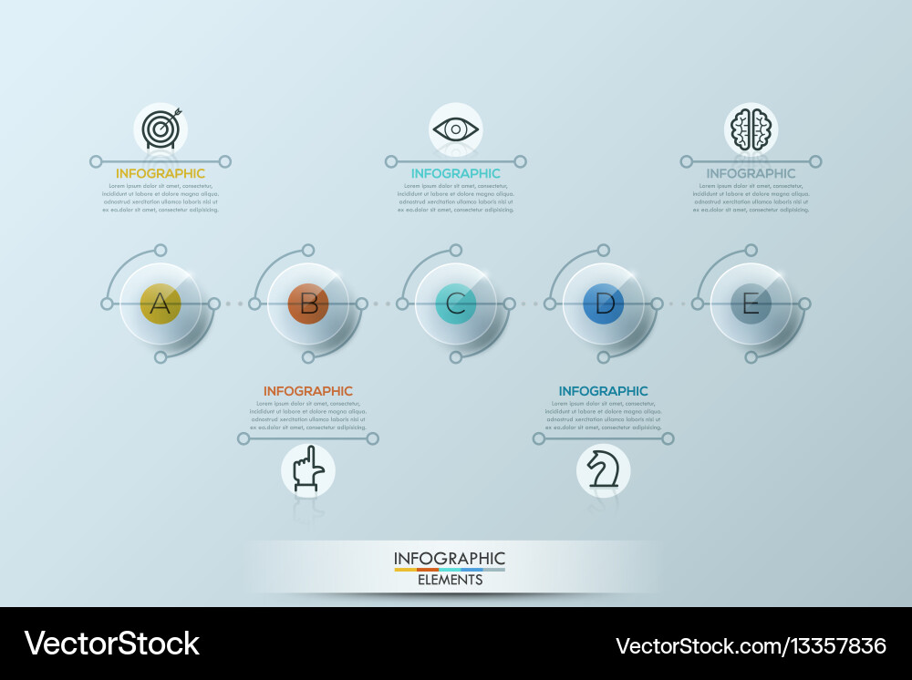 Infographic design template with five rounded Vector Image