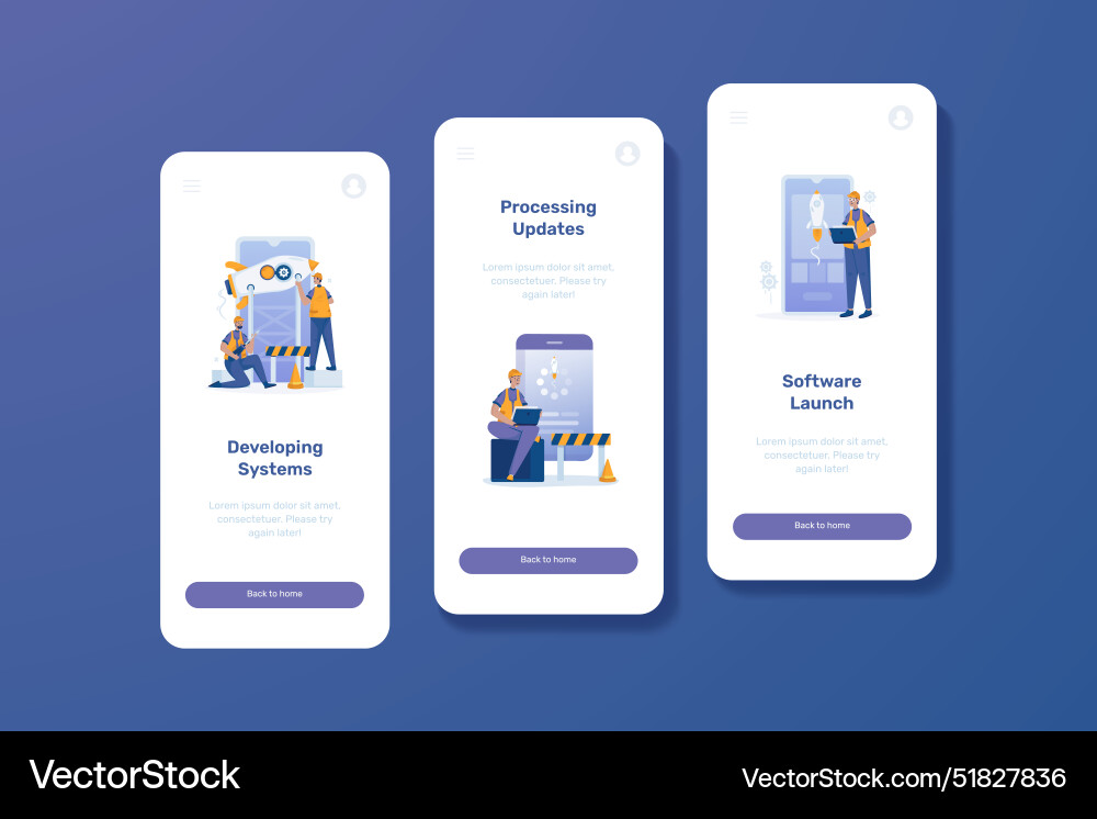 Software developer on mobile onboard screen design vector image
