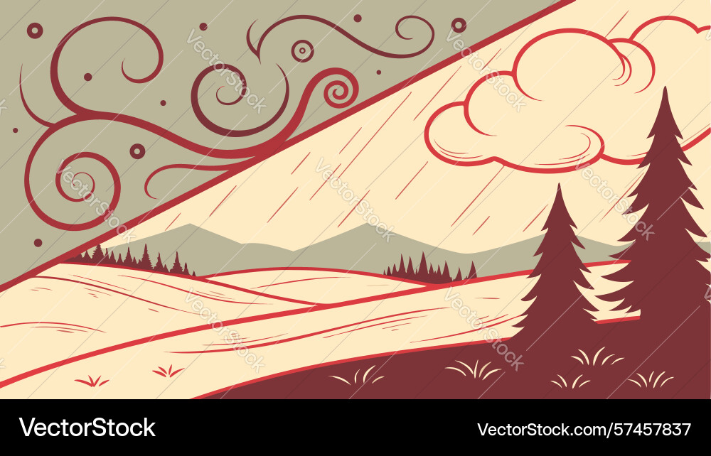 Abstract landscape with swirling patterns Vector Image